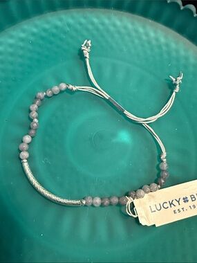 Lucky Brand Lavender Beaded Adjustable Bracelet with Silver-Tone Cord
